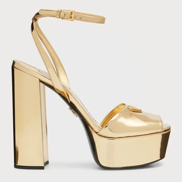 Sold Out Prada Plateau Platform Heeled Sandals in Gold Platino 36.5. Negotiable - Picture 4 of 7